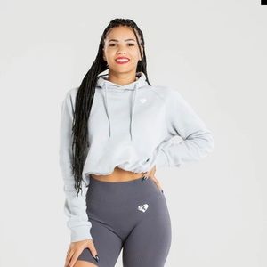 women’s best grey power cropped hoodie